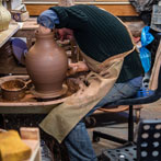 Doug Fitch and Hannah McAndrew making a jug for me